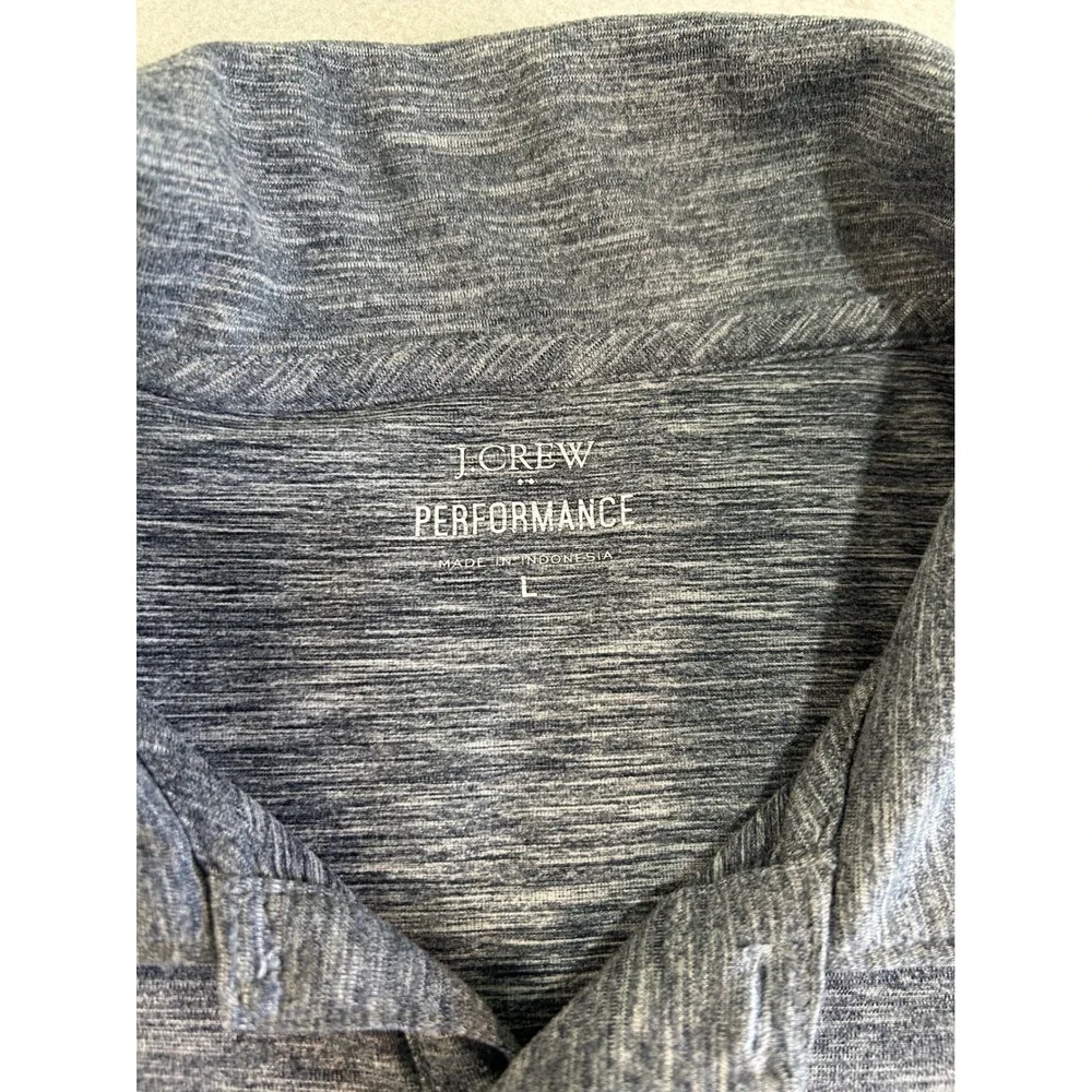 J. Crew Performance Polo Shirt Mens Large Blue‎ Gray Space Dye Short Sleeve Soft